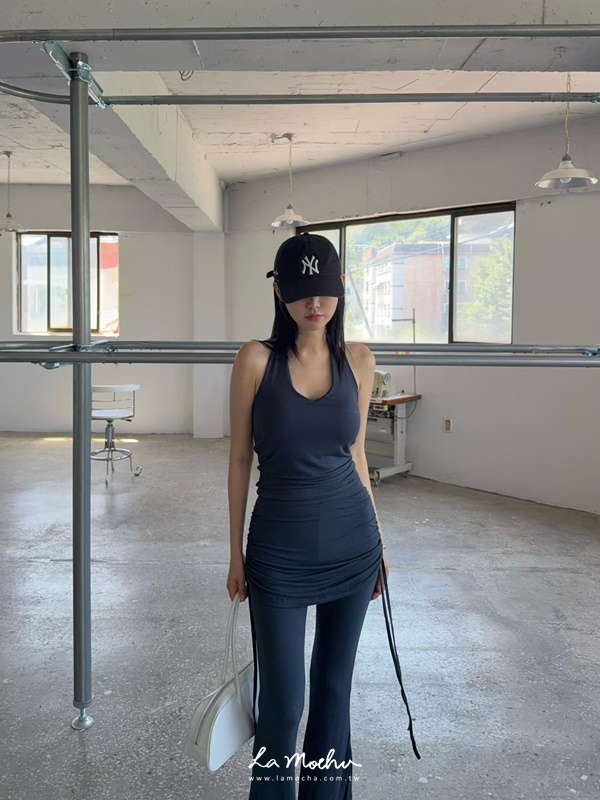 抓摺外罩超顯瘦長褲